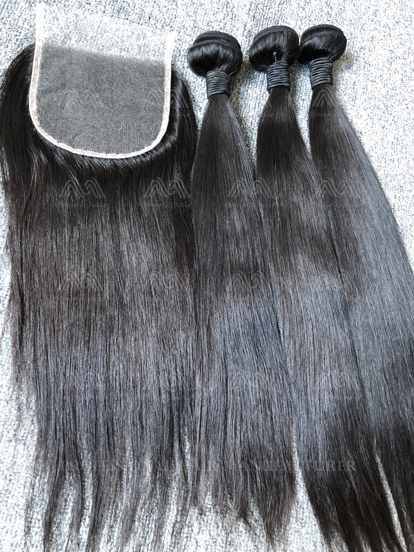 Mink Hair Straight 3 Bundles With 5x5 HD Closure Deals