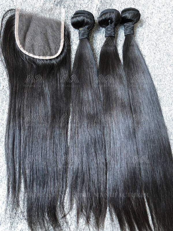 Mink Hair Straight 3 Bundles With 4x4 HD Closure Deals