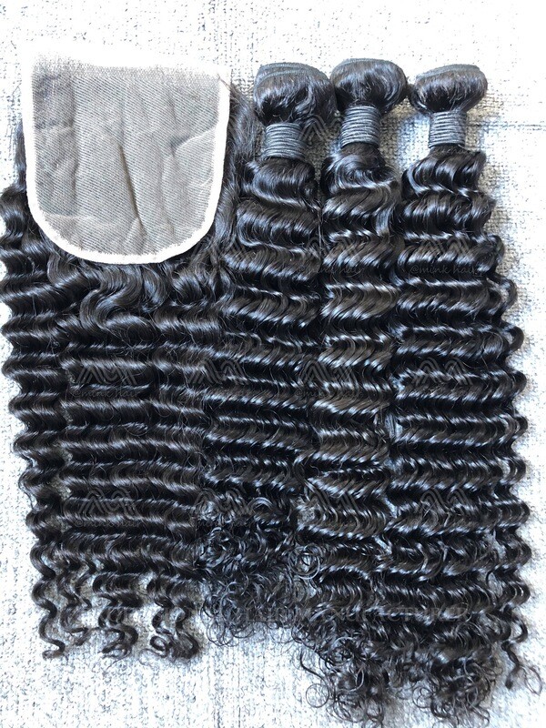 Mink Hair Deep Wave 3 Bundles With 5x5 Closure Deals