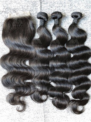 Mink Hair Body Wave 3 Bundles With 4x4 Closure Deals