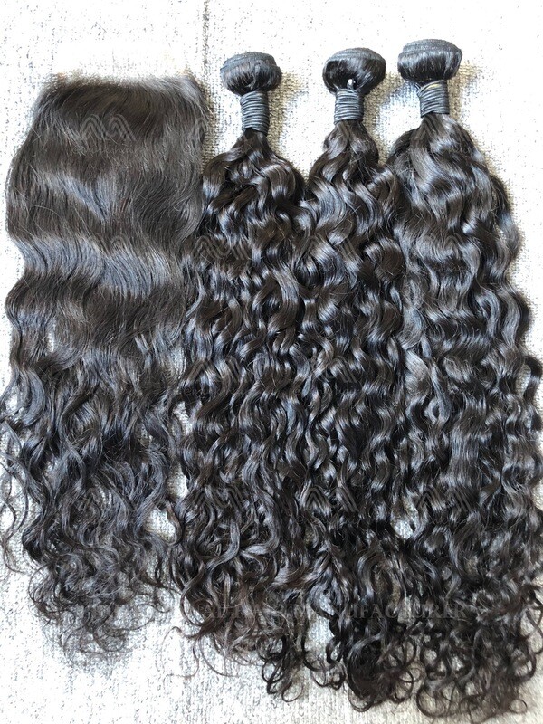 Mink Hair Water Wave 3 Bundles With 4x4 Closure Deals