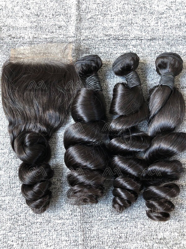 Mink Hair Loose Wave 3 Bundles With 4x4 Closure Deals