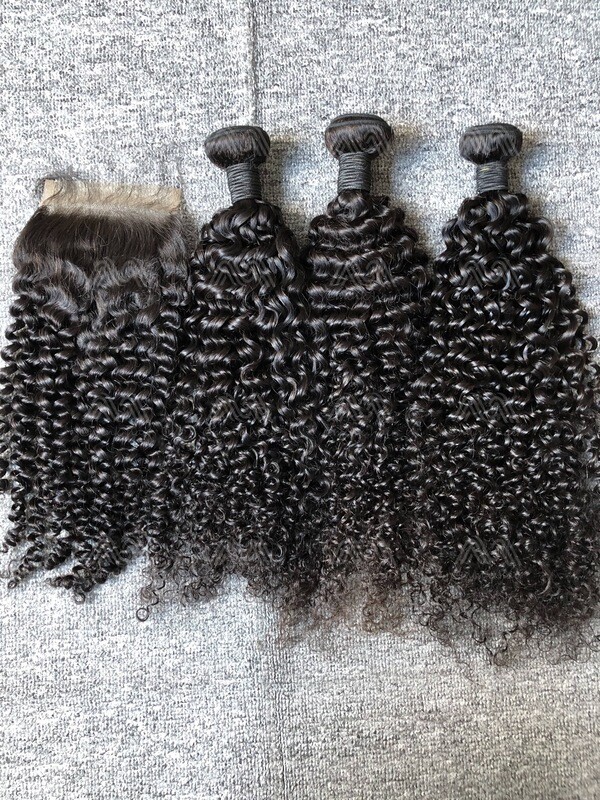 Mink Hair Jerry Curly 3 Bundles With 4x4 Bundle Deals