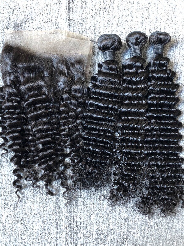 Mink Hair Deep Wave 3 Bundles With 13x4 Frontal Deals