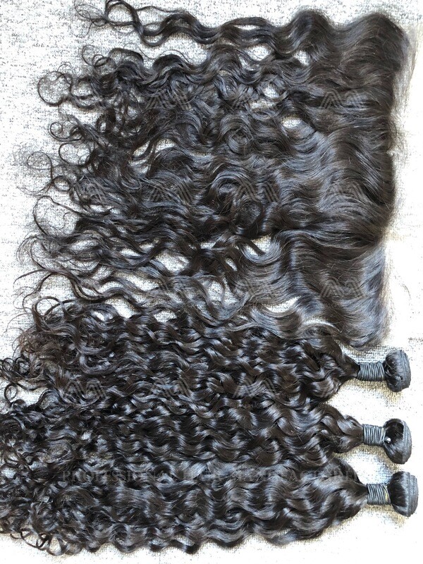Mink Hair Water Wave 3 Bundles With 13x4 Frontal Deals