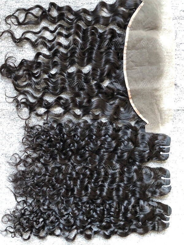 Mink Hair Italian Curly 3 Bundles With 13x4 Frontal Deals