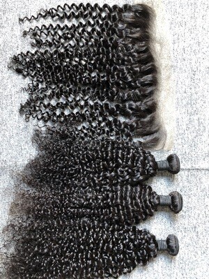 Mink Hair Jerry Curly 3 Bundles With 13x4 Frontal Deals