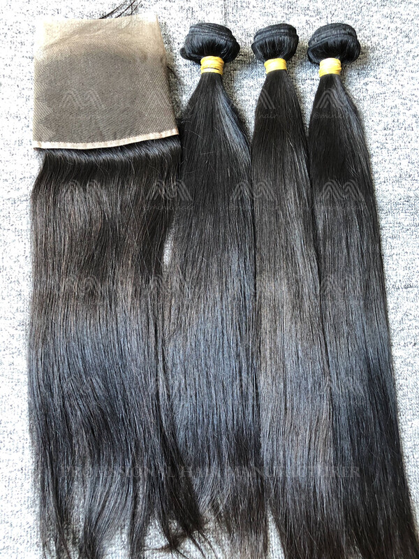 Raw Hair Straight 3 Bundles With 13x4 Frontal Deals