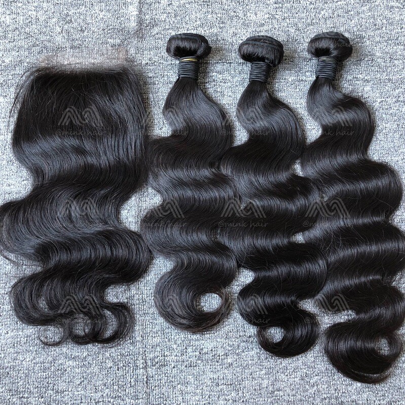 Mink Hair Body Wave 3 Bundles With 4x4 HD Closure Deals