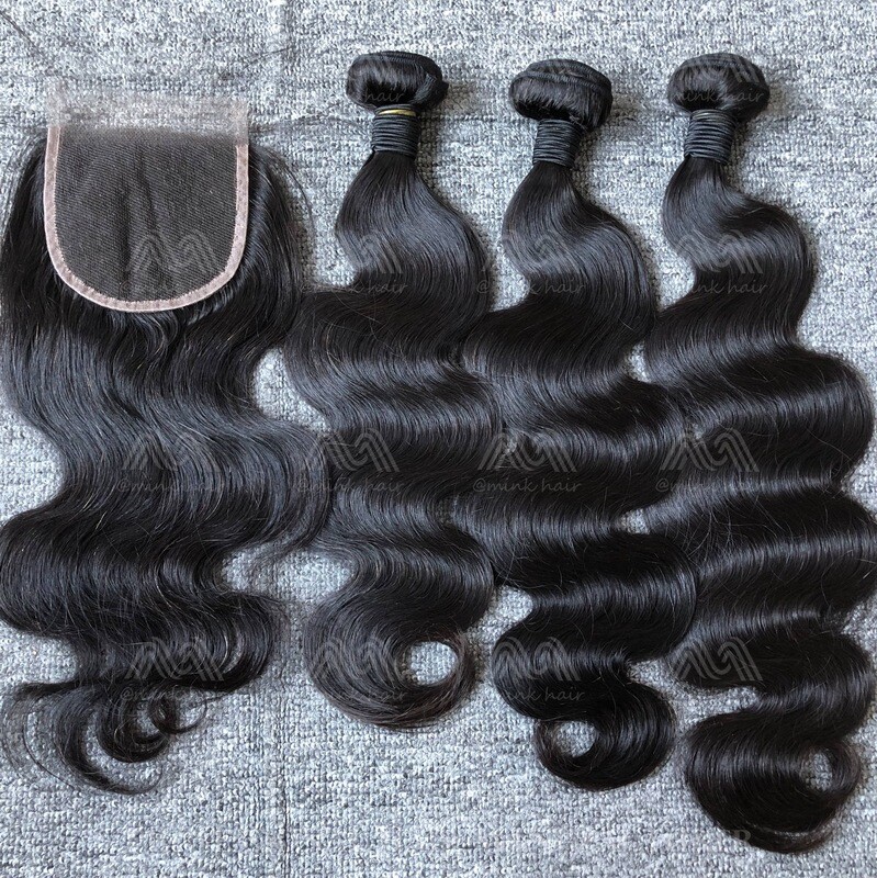 Mink Hair Body Wave 3 Bundles With 4x4 HD Closure Deals