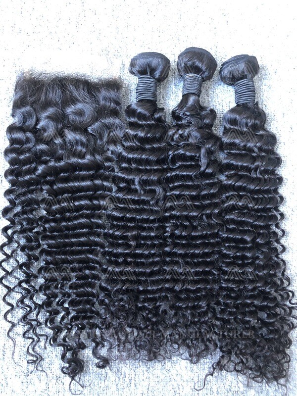 Mink Hair Deep Wave 3 Bundles With 5x5 HD Closure