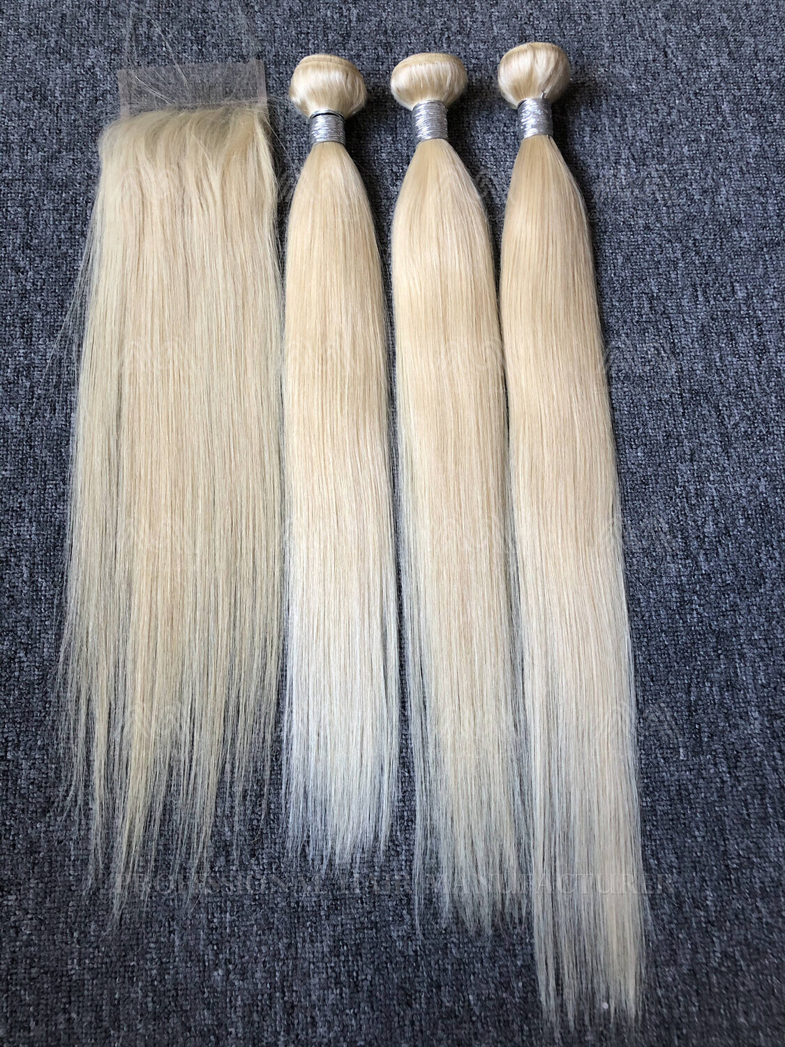 Blonde Color Straight 3 Bundles With 4x4 Closure Deals