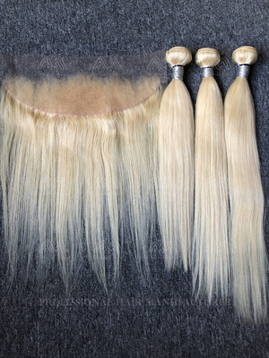 Blonde Color Straight 3 Bundles With 13x4 Frontal Deals