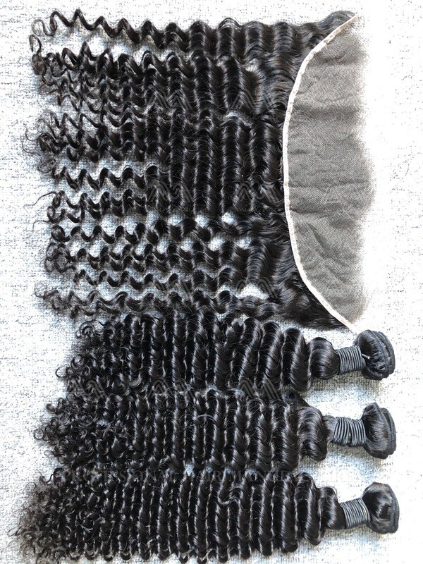 Mink Hair Deep Wave 3 Bundles With 13x4 HD Frontal Deal
