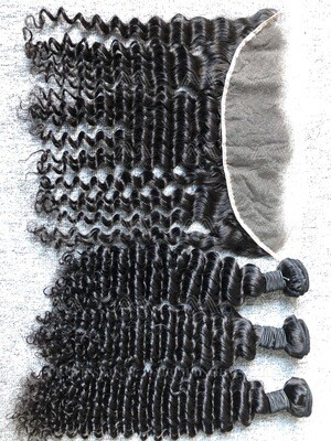 Mink Hair Deep Wave 3 Bundles With 13x4 HD Frontal Deal