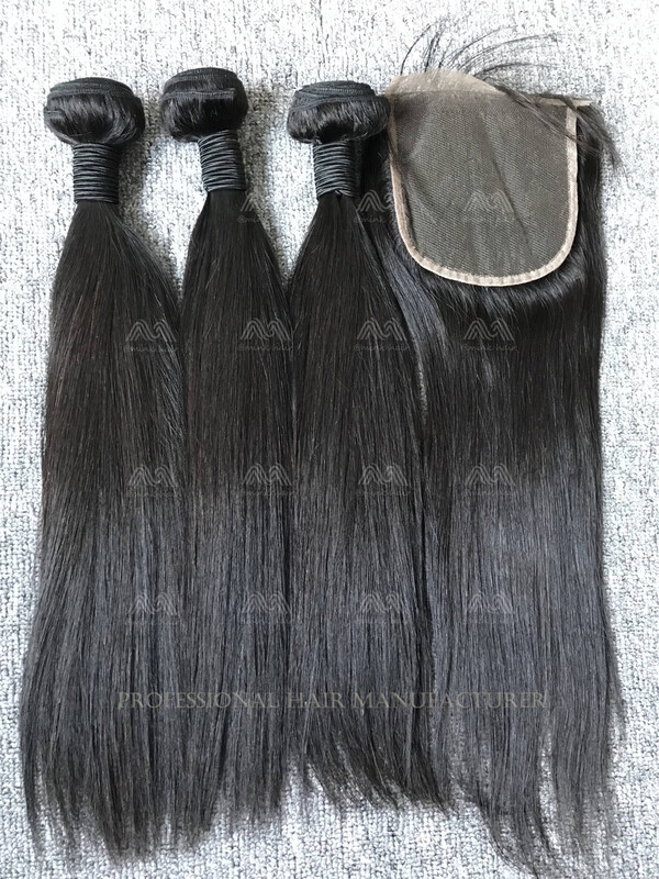 Mink Hair Straight 3 Bundles With 5x5 Transparent Closure Deals