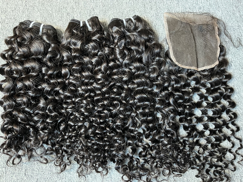 Luxury Hair Italian Curly 3 Bundles With TR 5x5 Closure Deals