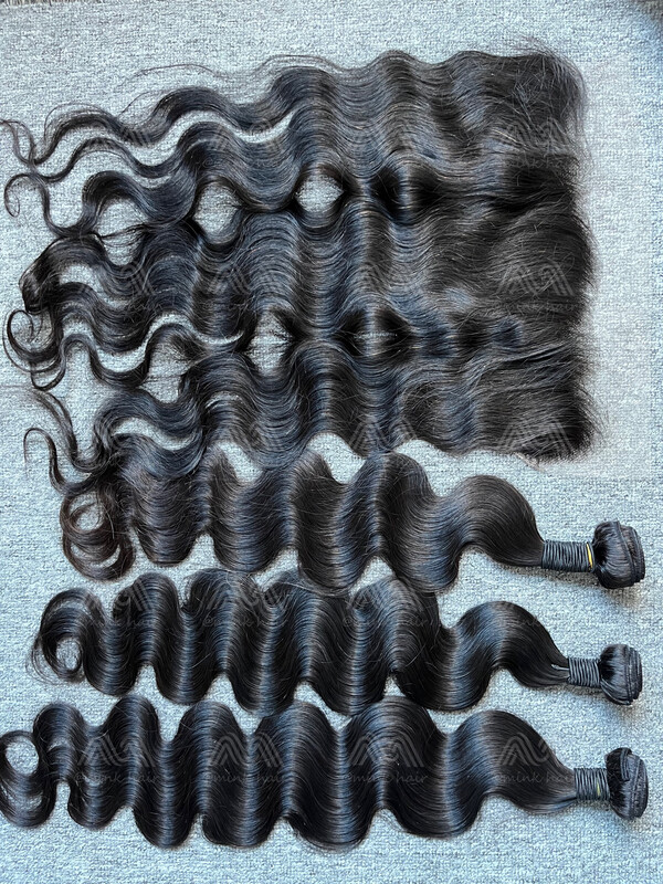 Mink hair Bodywave 3 Bundles With 13x6 HD Frontal deals