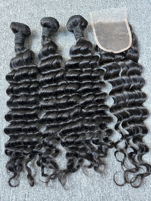 Mink Hair Loose Deep 3 Bundles With 4x4 Closure Deals
