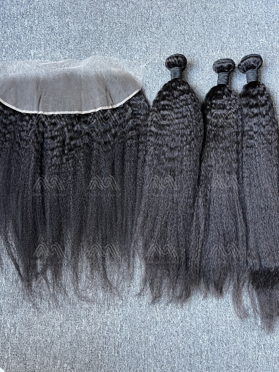 Mink Hair Kinky Straight 3 Bundles With 13x4 Frontal