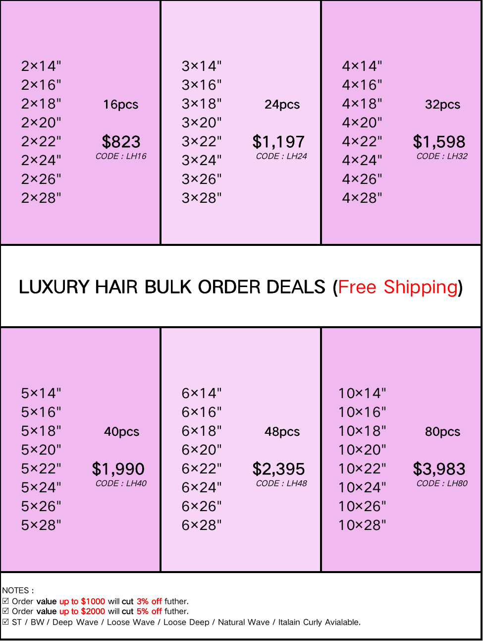 Luxury Hair 14”-28” Bundle Deals