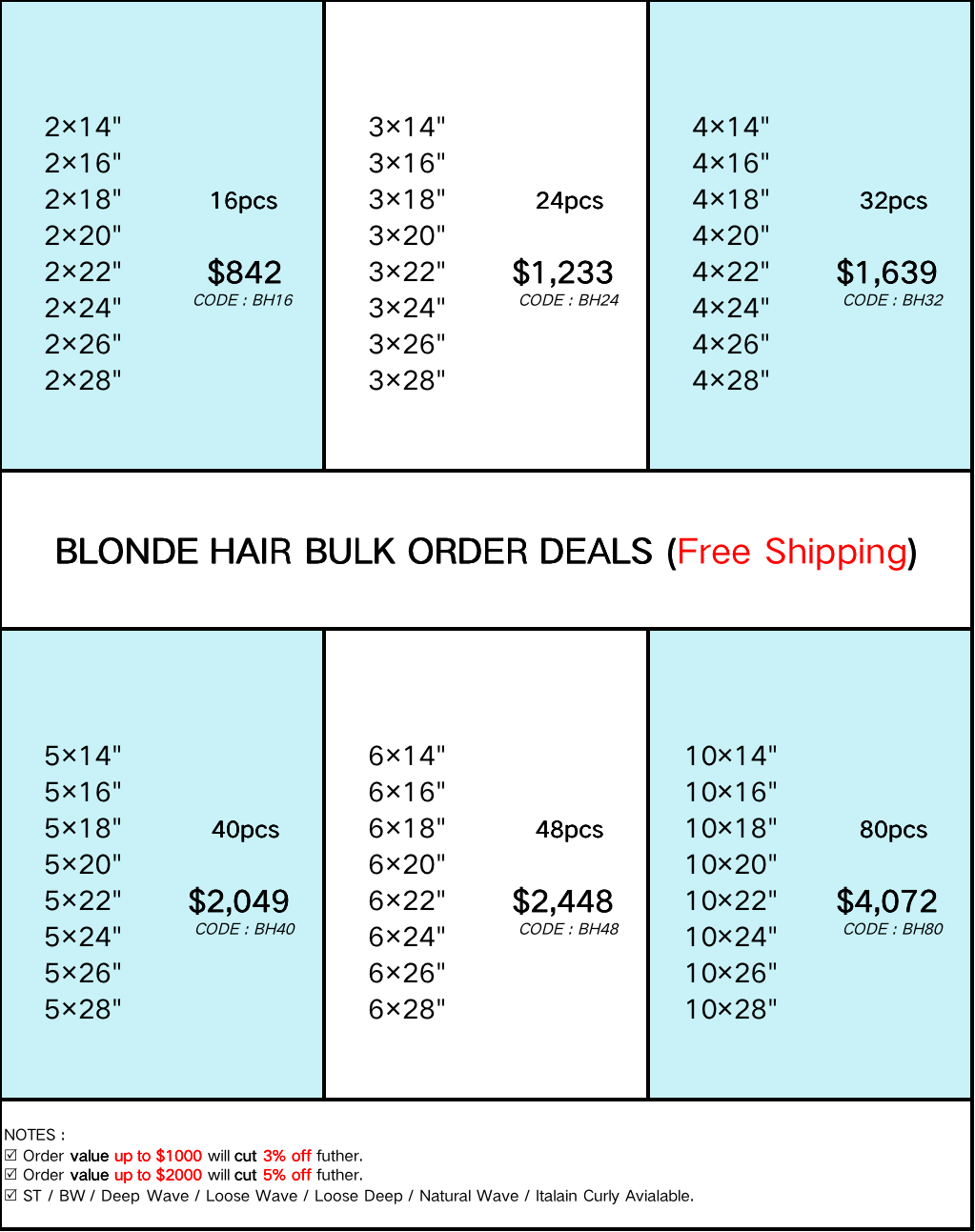 Blonde Hair 14”- 28” Bundle Deals