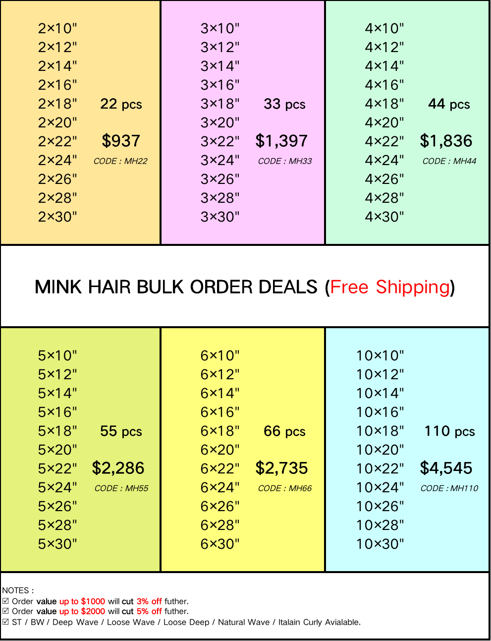 Mink Hair 10”-30” Bundle Deals 