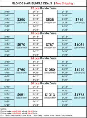 Blonde Hair 10”-20” 14-24” 18”-28” Bundle Deals