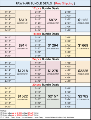 Raw Hair 10”-20” 14”-24” 18”-28” Bundle Deals