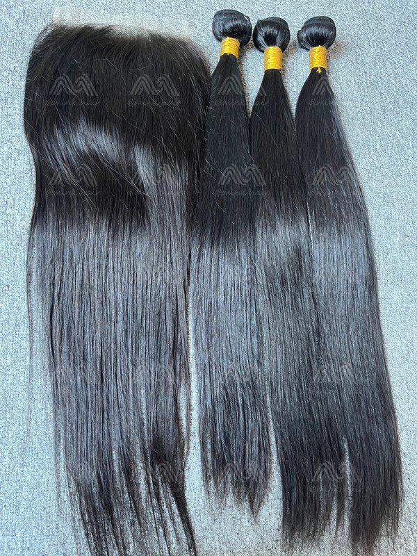 Diamond Hair Straight 3 Bundles With 4X4 Closure Deals