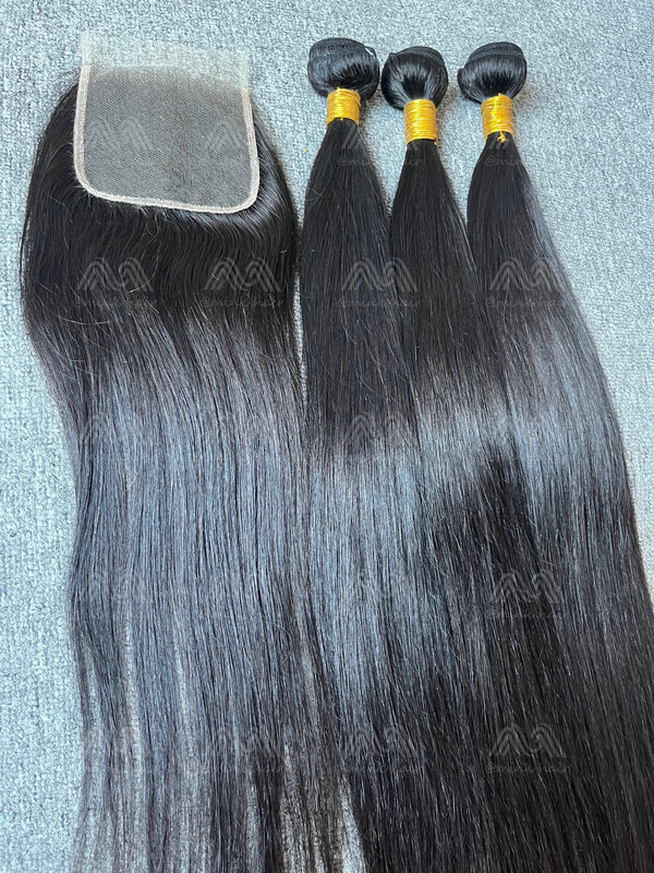 Dimond Hair Straight 3 Bundles With 4X4 HD Closure Deals