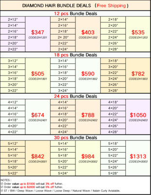 Diamond Hair 12”-22” 14”-24” 18”-28” Bundle Deals