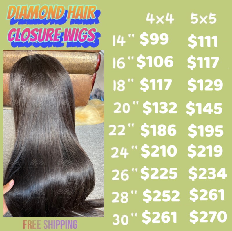 Diamond Hair 4x4 5x5 Closure Wig