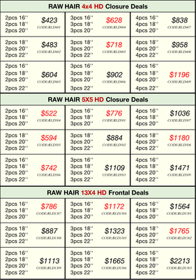 Raw Hair HD Closure &amp; HD Frontal Deals :4x4,5x5,13x4