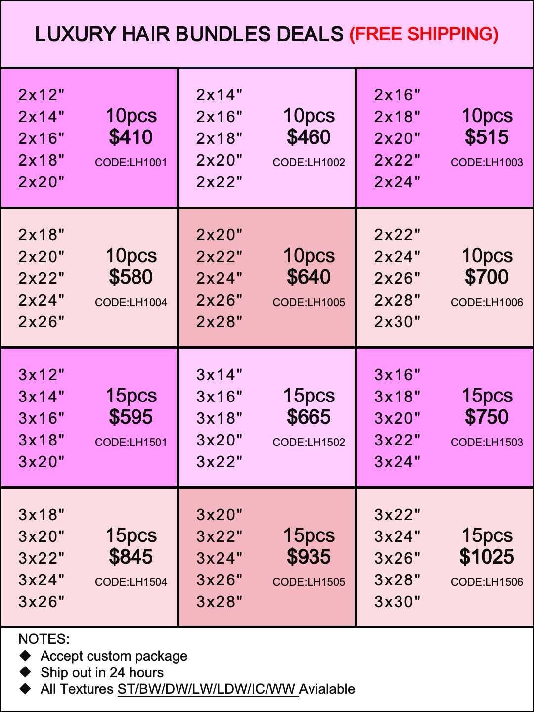 Luxury Hair 10pcs 15pcs Bundle Deals