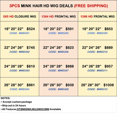 Mink Hair 3pcs HD Wig Deals