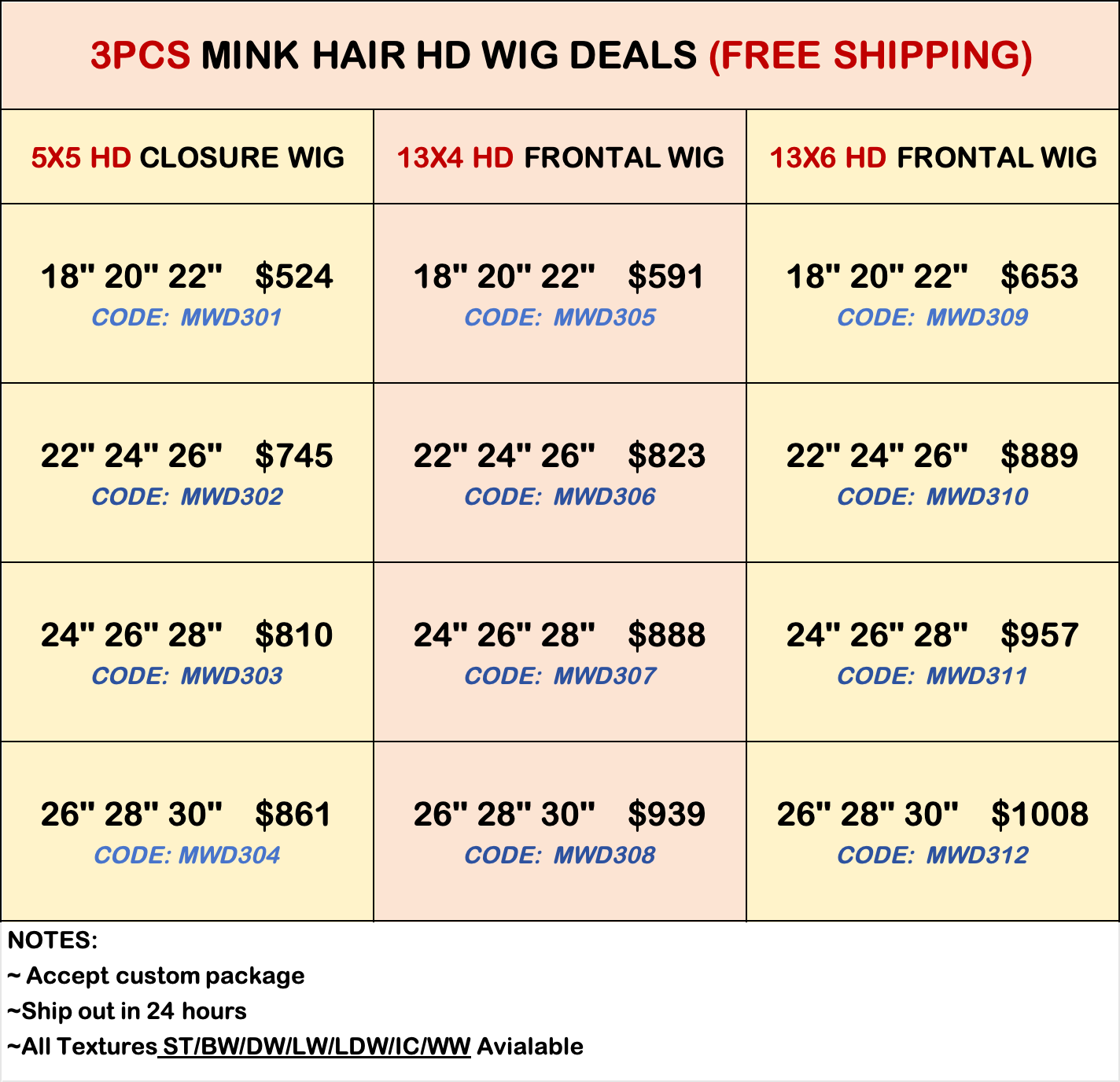 Mink Hair 3pcs HD Wig Deals