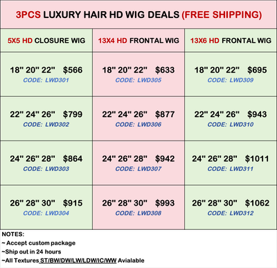 Luxury Hair 3pcs HD Wig Deals