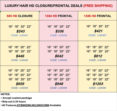 Luxury Hair HD Closure &amp; Frontal Deals