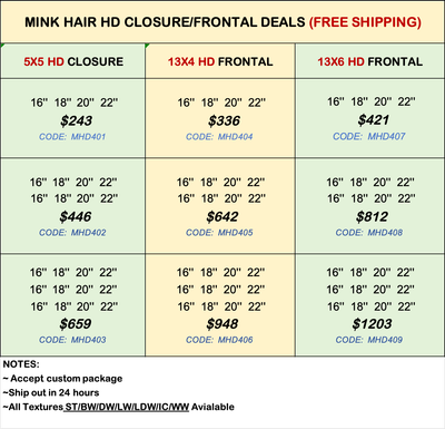 Mink Hair HD Closure &amp; Frontal Deals