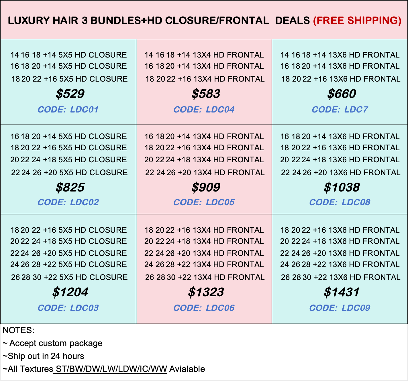 Luxury Hair 3 Bundles + HD Lace / Frontal Bulk Deals