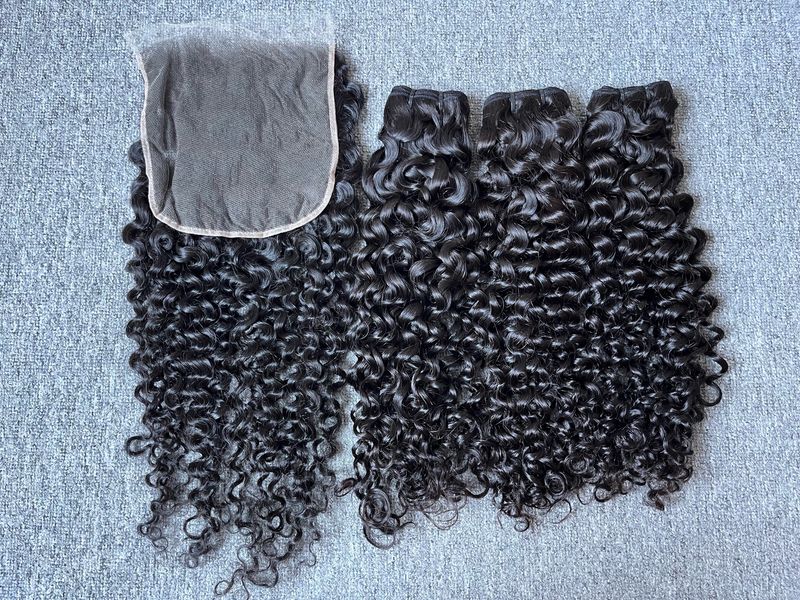 Mink Hair Italian Curly 3 Bundles With 7x7 HD Closure