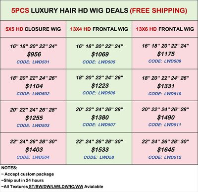 Luxury Hair 5pcs HD Wig Deals