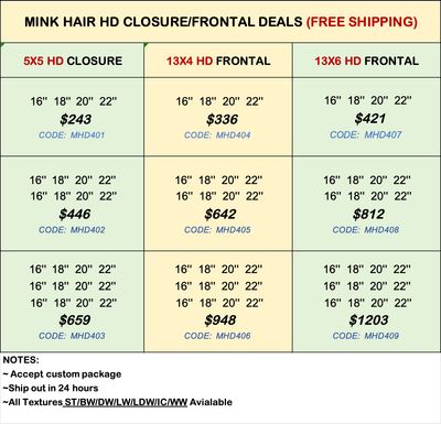 Mink Hair HD Closure &amp; Frontal Deals