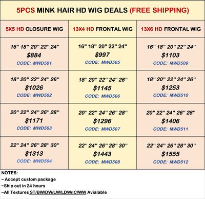 Mink Hair 5pcs HD Wig Deals