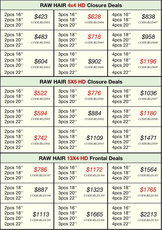 Raw Hair HD Closure &amp; HD Frontal Deals :4x4,5x5,13x4
