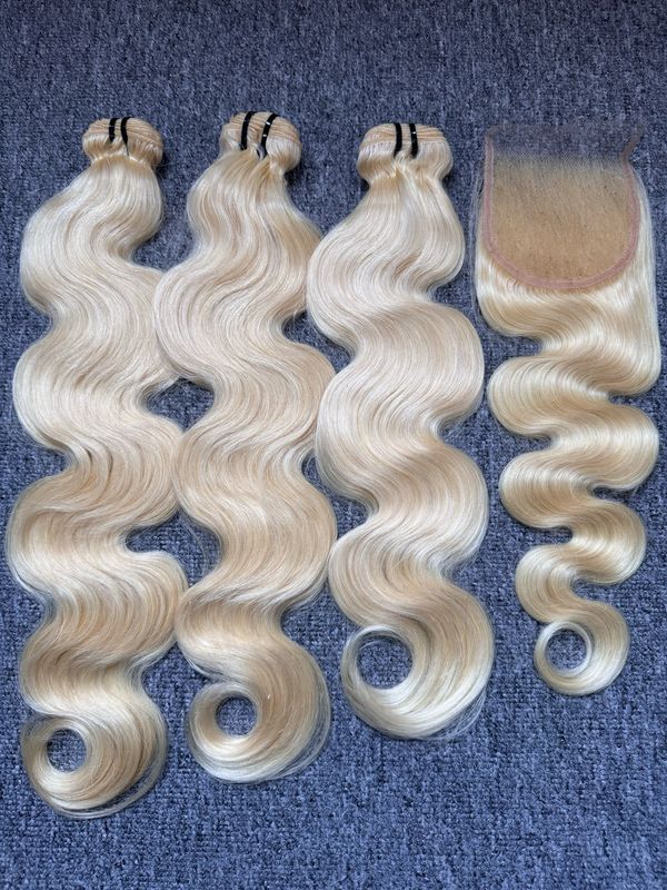 Luxury Blonde Color Body Wave 3 Bundles With 4x4 Closure Deals