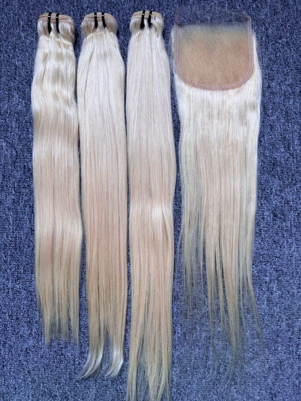 Luxury Blonde Color Straight 3 Bundles With 5x5 Closure Deals