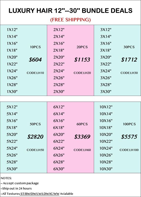 Luxury Hair 12”-30” Bundle Deals