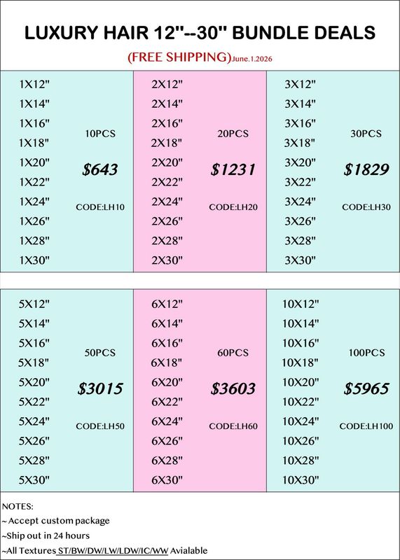 Luxury Hair 12”-30” Bundle Deals